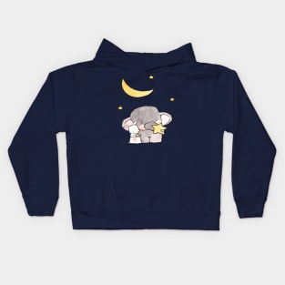 A Rabbit & The Baby Elephant Playing With Fallen Star Kids Hoodie